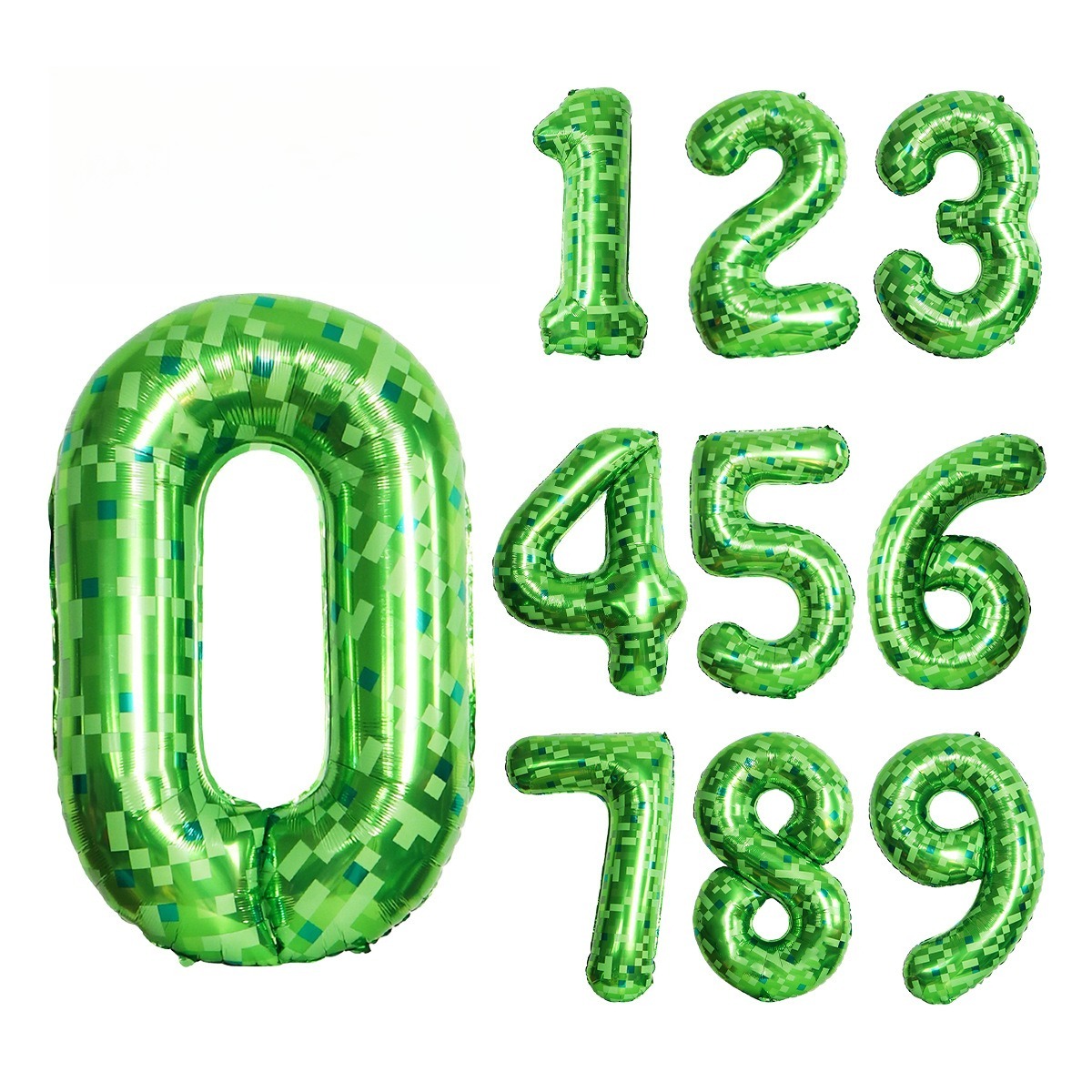 Party Games Minecraft - 40Inch Green Pixel Number Balloon for