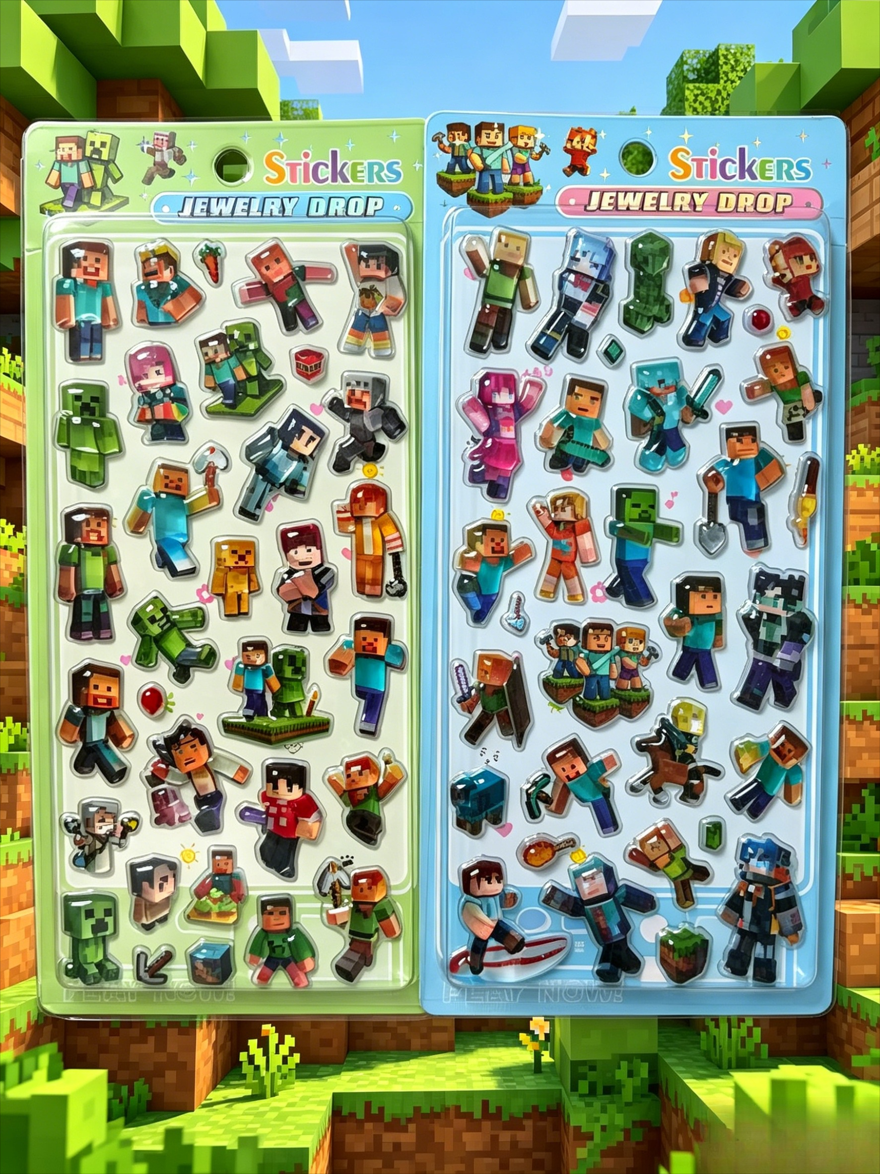 Party Games Minecraft - Minecraft Game Epoxy 3D Puffy Stickers