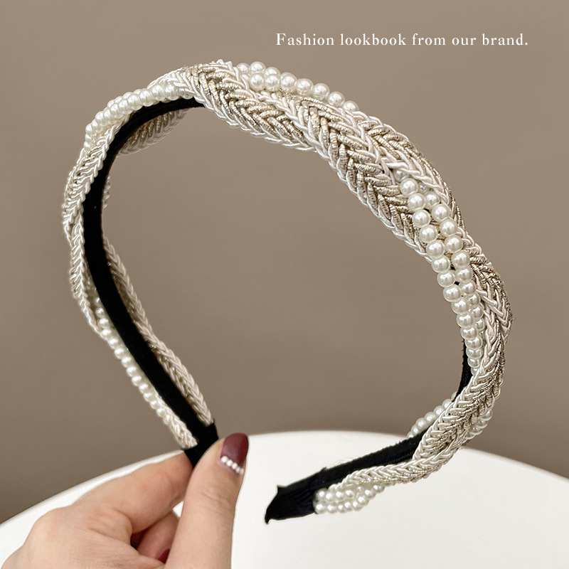 Ring Toss Outdoor - French Pearl Braided Bezel Hair Band