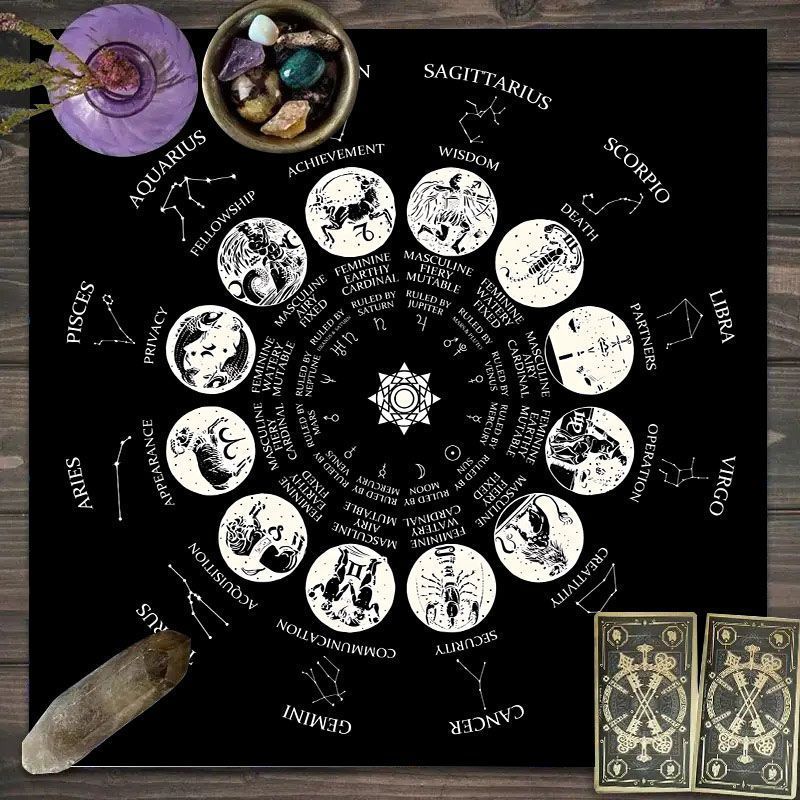 Zodiac Pattern Tarot Cloth - S - Zodiac Party Games recension och pris