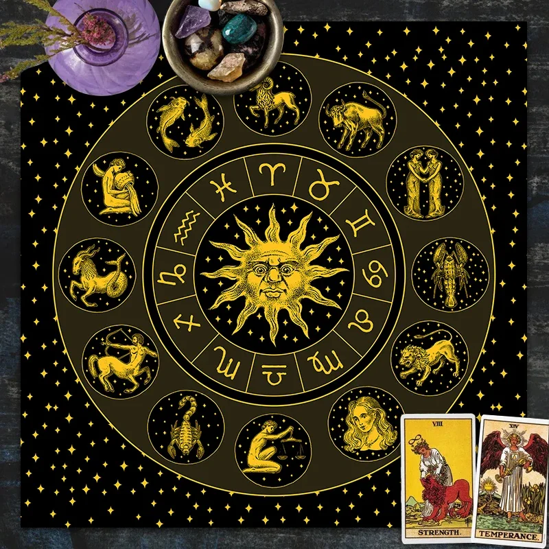 Tarot Cloth Gold Sun Zodiac Ve - Zodiac Party Games recension och pris