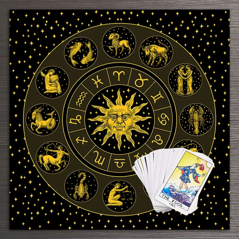 Tarot Cloth Gold Sun Zodiac Ve - Zodiac Party Games recension och pris