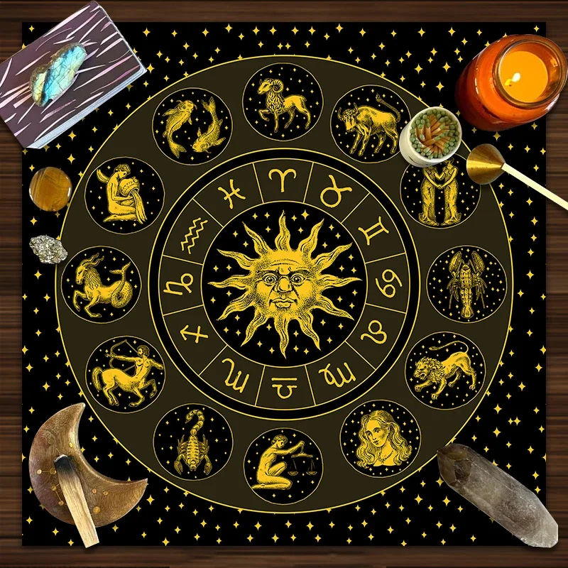 Tarot Cloth Gold Sun Zodiac Ve - Zodiac Party Games recension och pris