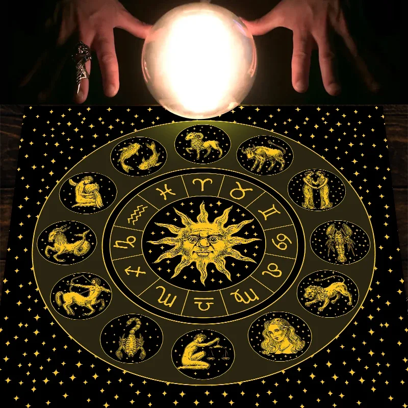 Tarot Cloth Gold Sun Zodiac Ve - Zodiac Party Games recension och pris