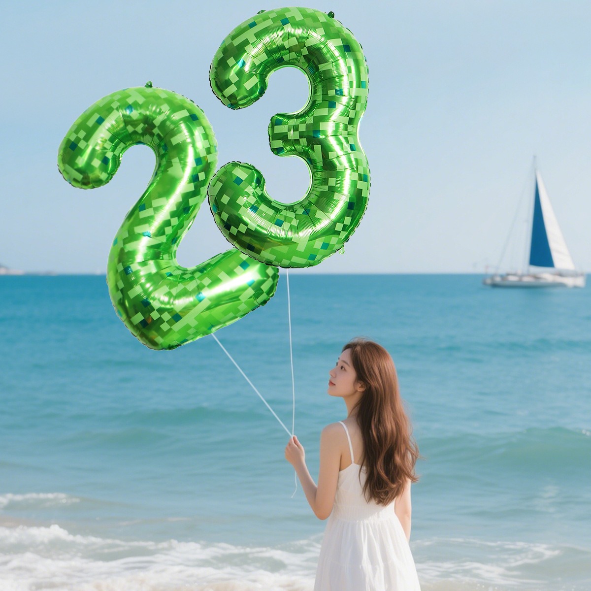40Inch Green Pixel Number Ball - Party Games Minecraft recension och pris