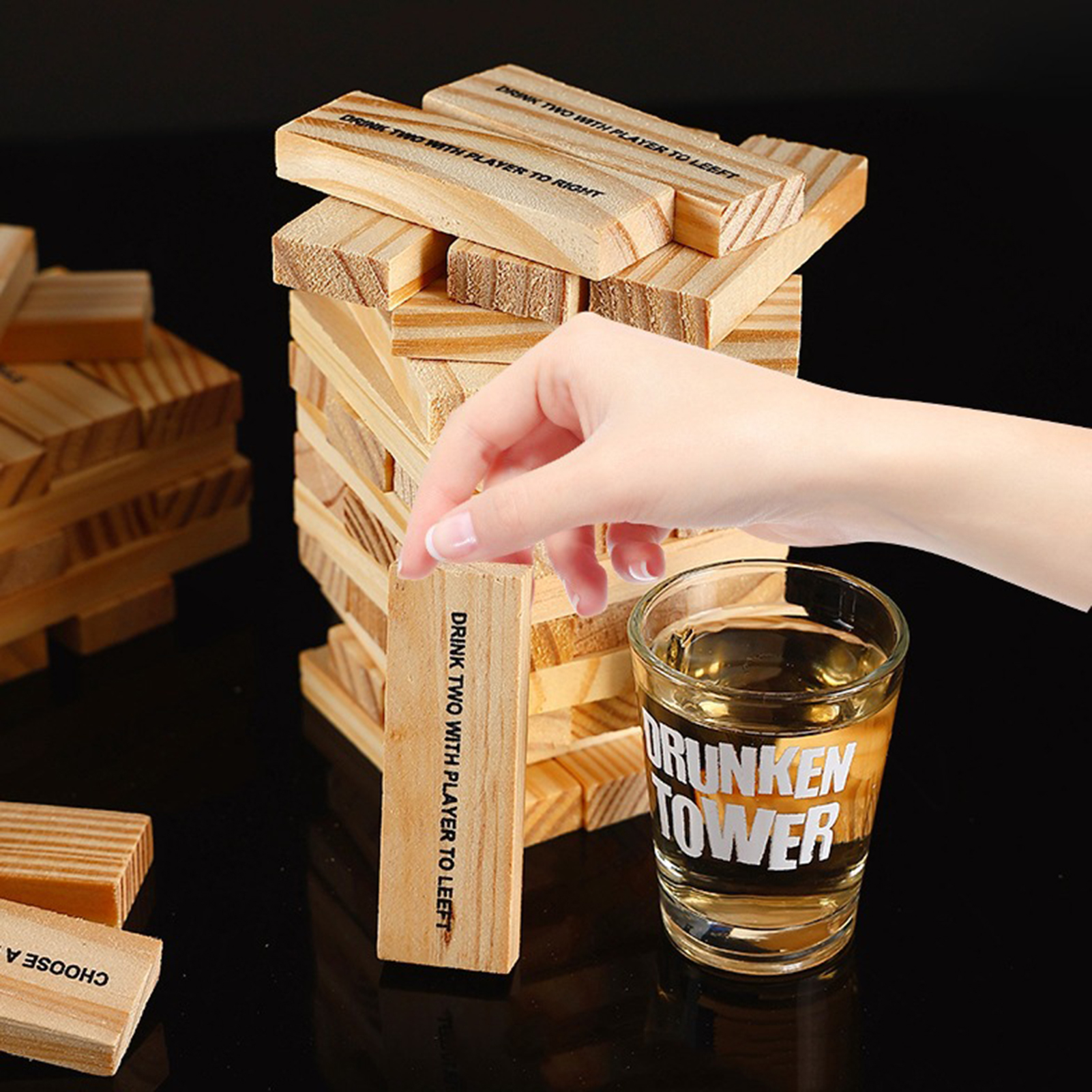Wooden Stacking Drinking Game  - Party Games Adults Drinking recension och pris