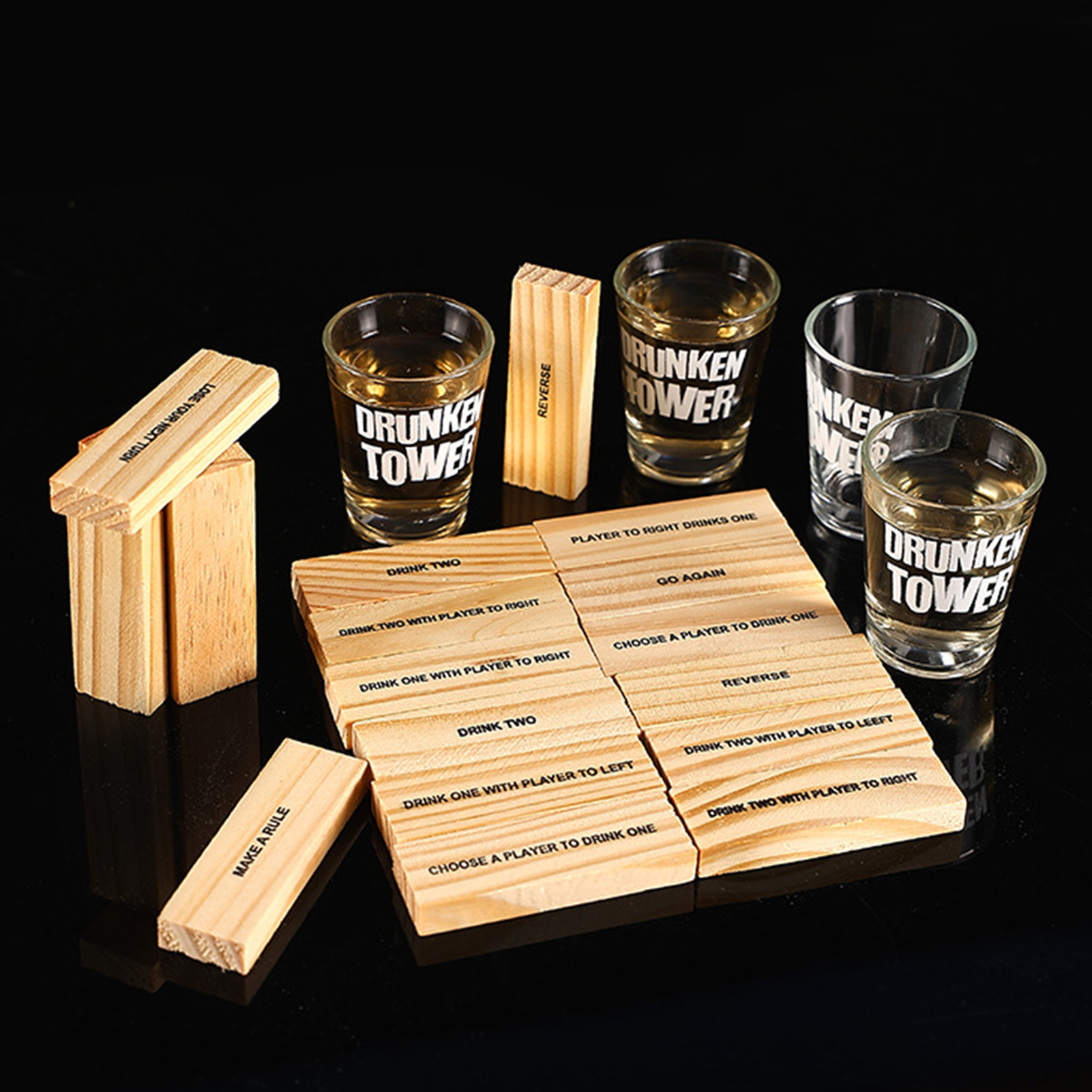 Wooden Stacking Drinking Game  - Party Games Adults Drinking recension och pris