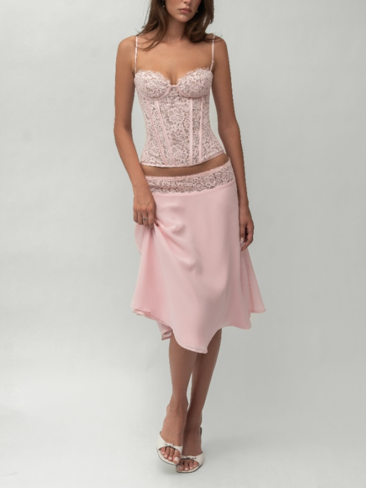 Chic Pink Lace Corset Two-Piec - Party Games Mini recension och pris