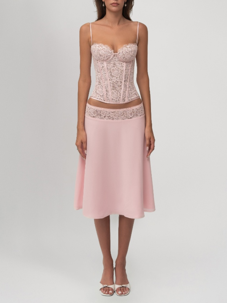Chic Pink Lace Corset Two-Piec - Party Games Mini recension och pris